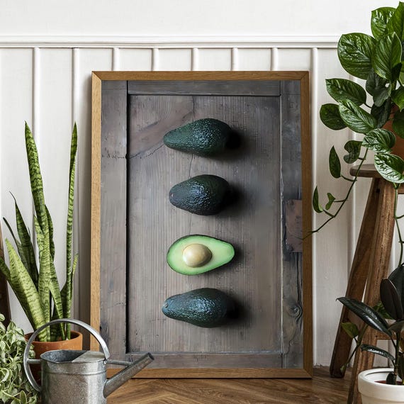 Avocado Canvas Wall Art Farmhouse Kitchen Decor Rustic Food Print