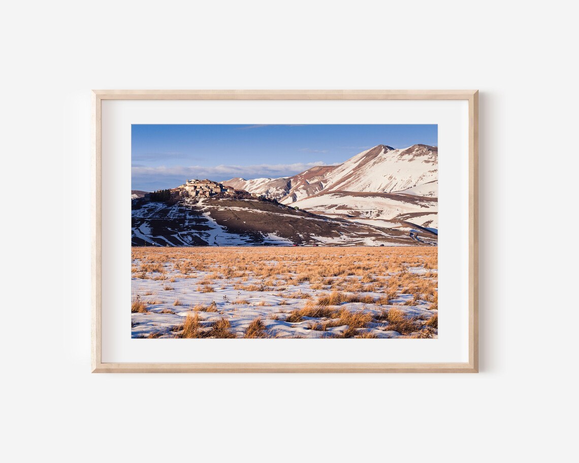 Castelluccio di Norcia Winter Village Snow Mountains Italy Photo Poster