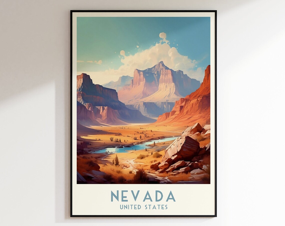 Nevada United States Red Rock Canyon Desert Pool Travel Poster