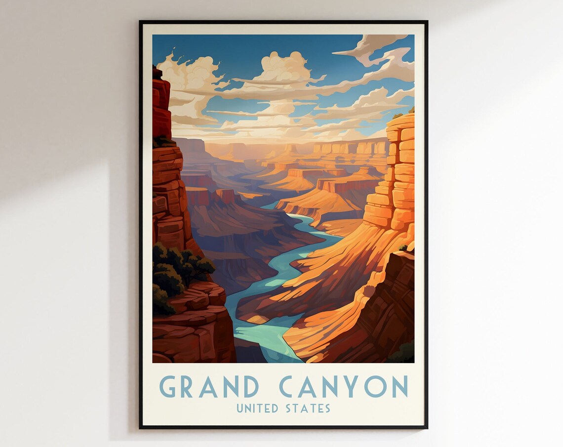 Grand Canyon United States Sunset Overlook Vintage Travel Poster