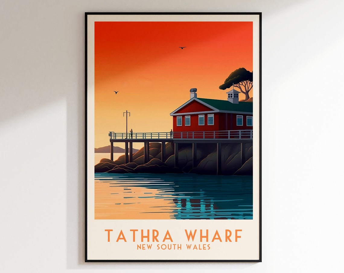 Tathra Wharf New South Wales Sunset Water Reflection Scene Poster