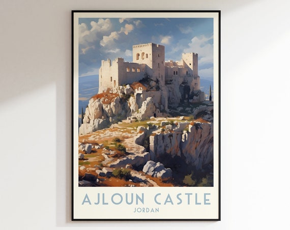 Ajloun Castle Travel Print Ajloun Castle Poster Home Decor Retro Wall Art Wedding Gift Birthday Gift Print