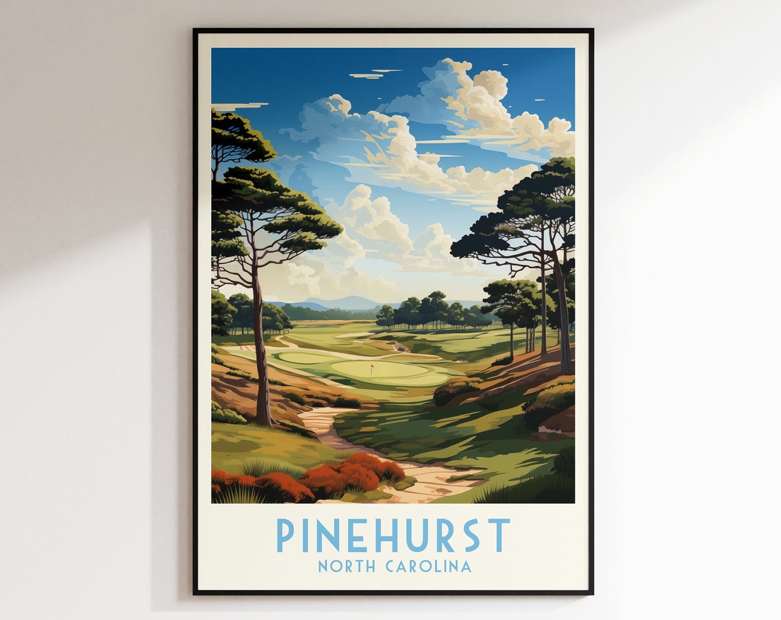 Pinehurst North Carolina Pine Lined Fairway Sandy Path Golf Poster