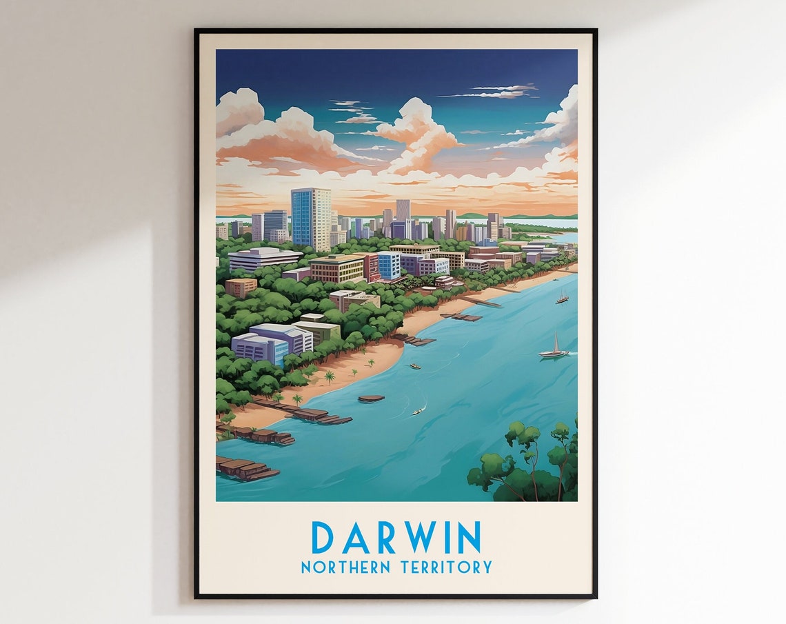 Darwin Northern Territory Tropical Harbor Skyline Aerial Poster
