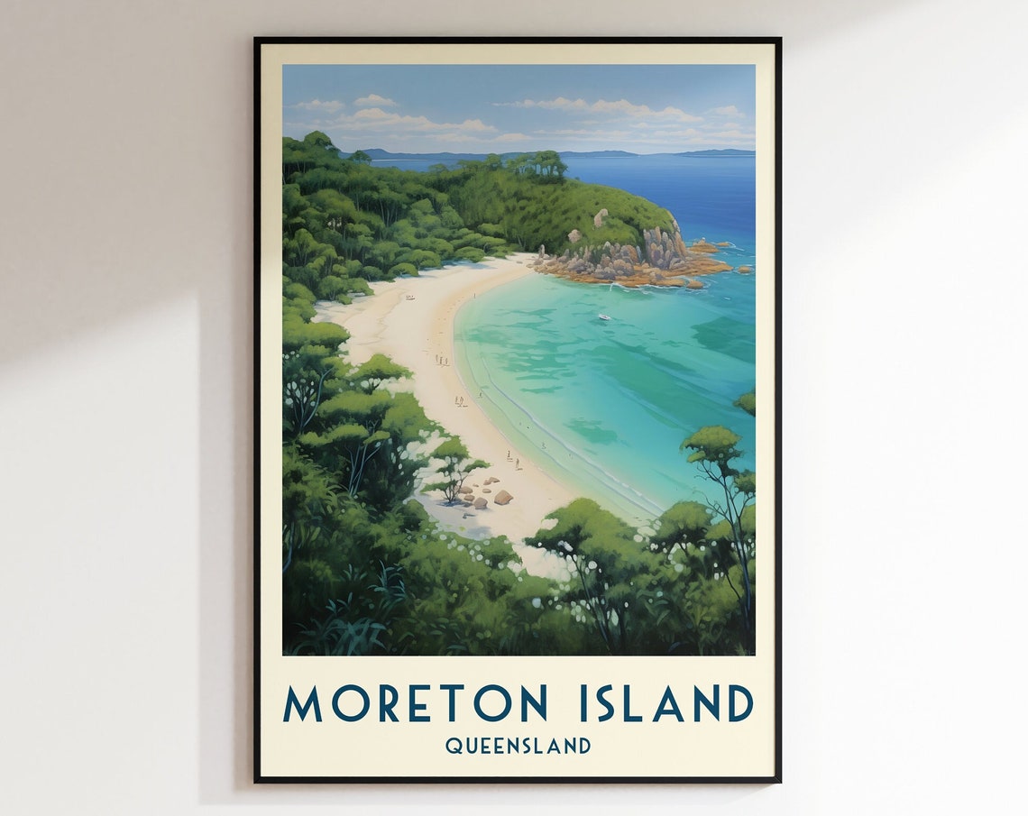 Moreton Island Queensland Turquoise Beach Cove Travel Poster