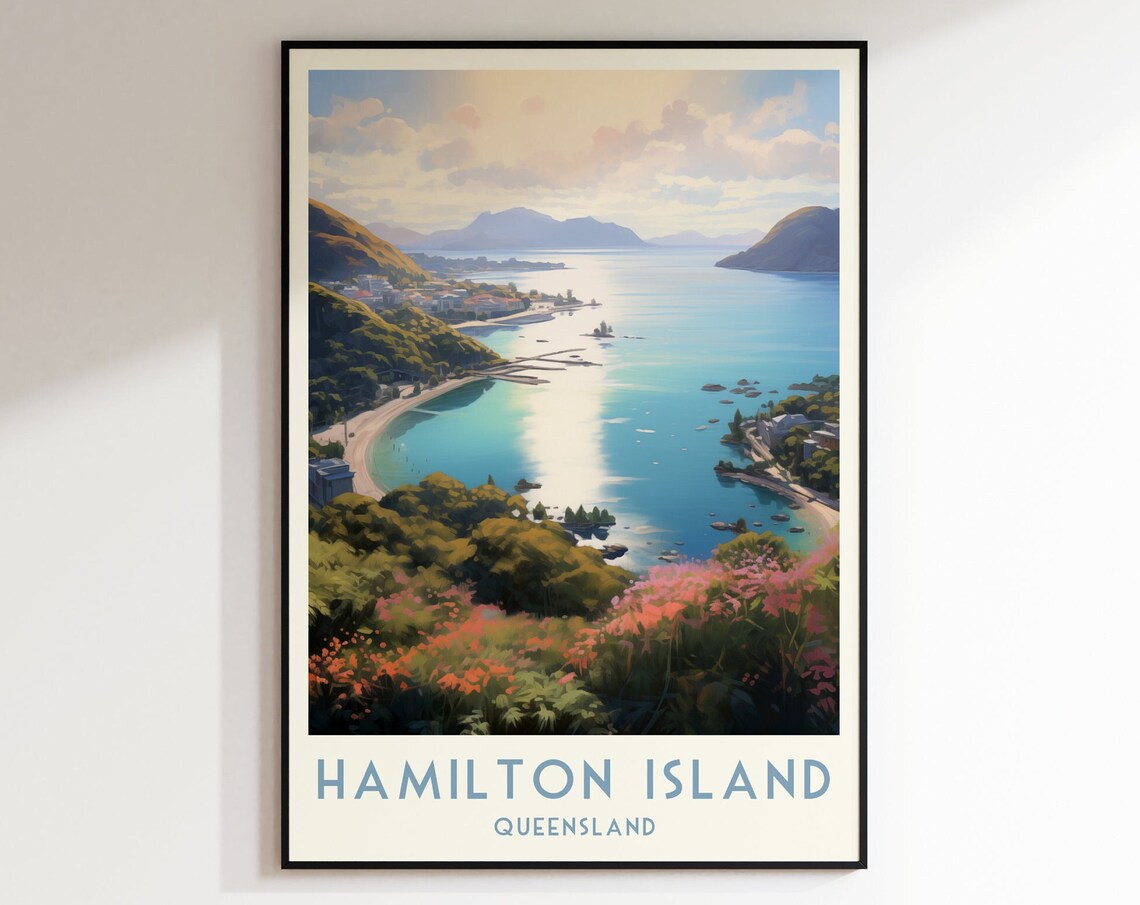 Hamilton Island Queensland Aerial Bay View Sailing Boats Poster