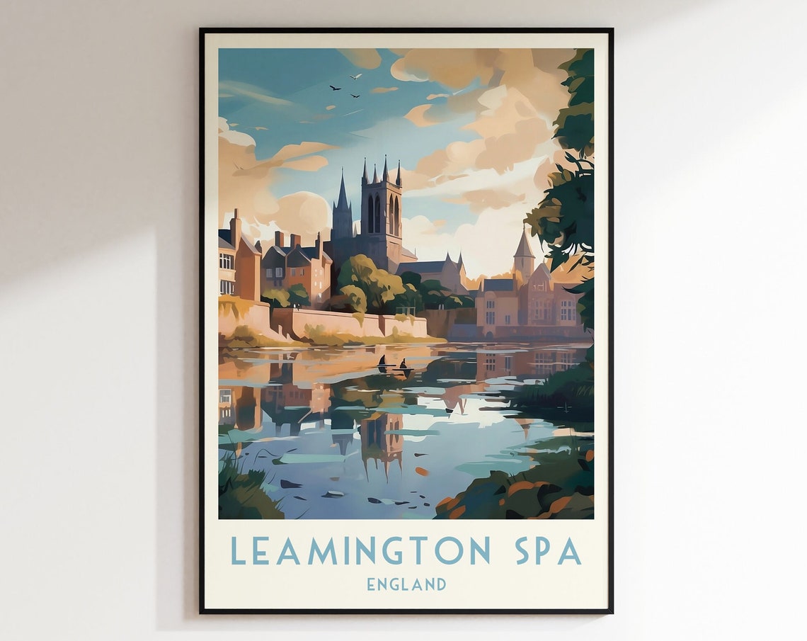 Leamington Spa England Riverside Church Reflection Travel Poster