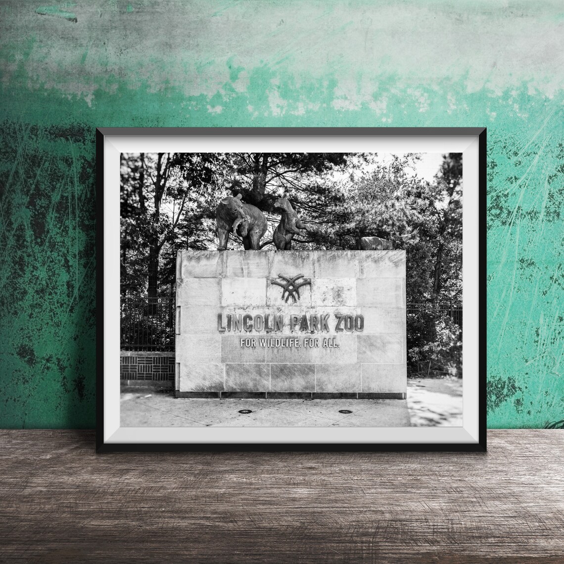 Lincoln Park Zoo Entrance Sign Bear Sculptures Chicago Photo Poster - Image 2