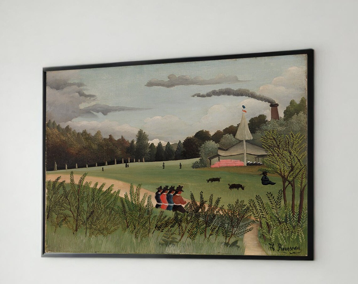 Pastoral Landscape With Soldiers, Rousseau-Inspired Art