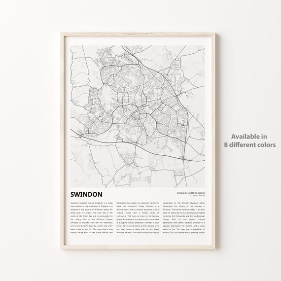 Swindon Minimalist City Map Wall Decor England United Kingdom Poster