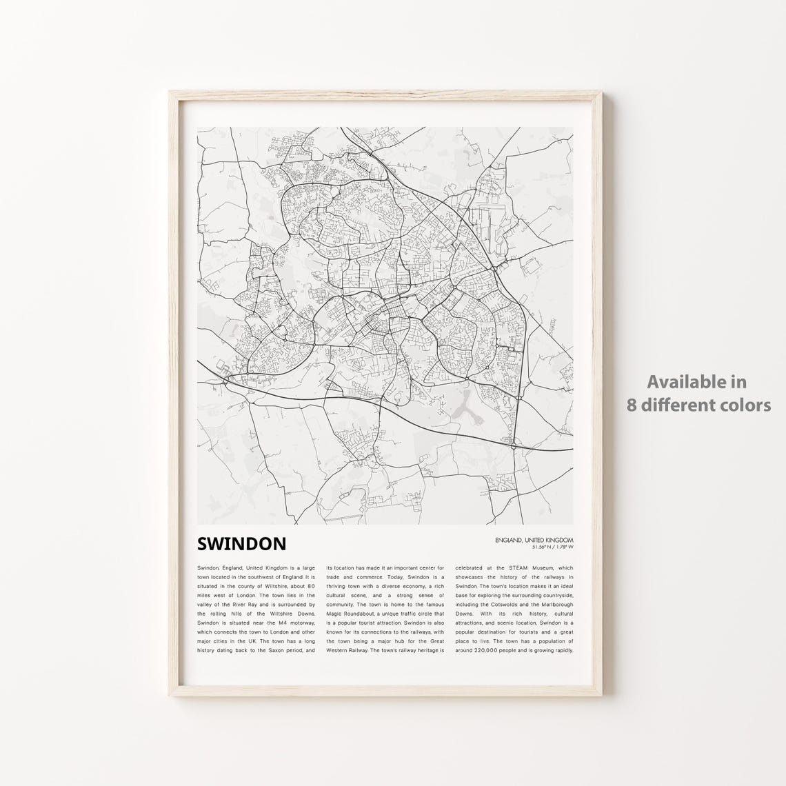 Swindon Minimalist City Map Wall Decor England United Kingdom Poster
