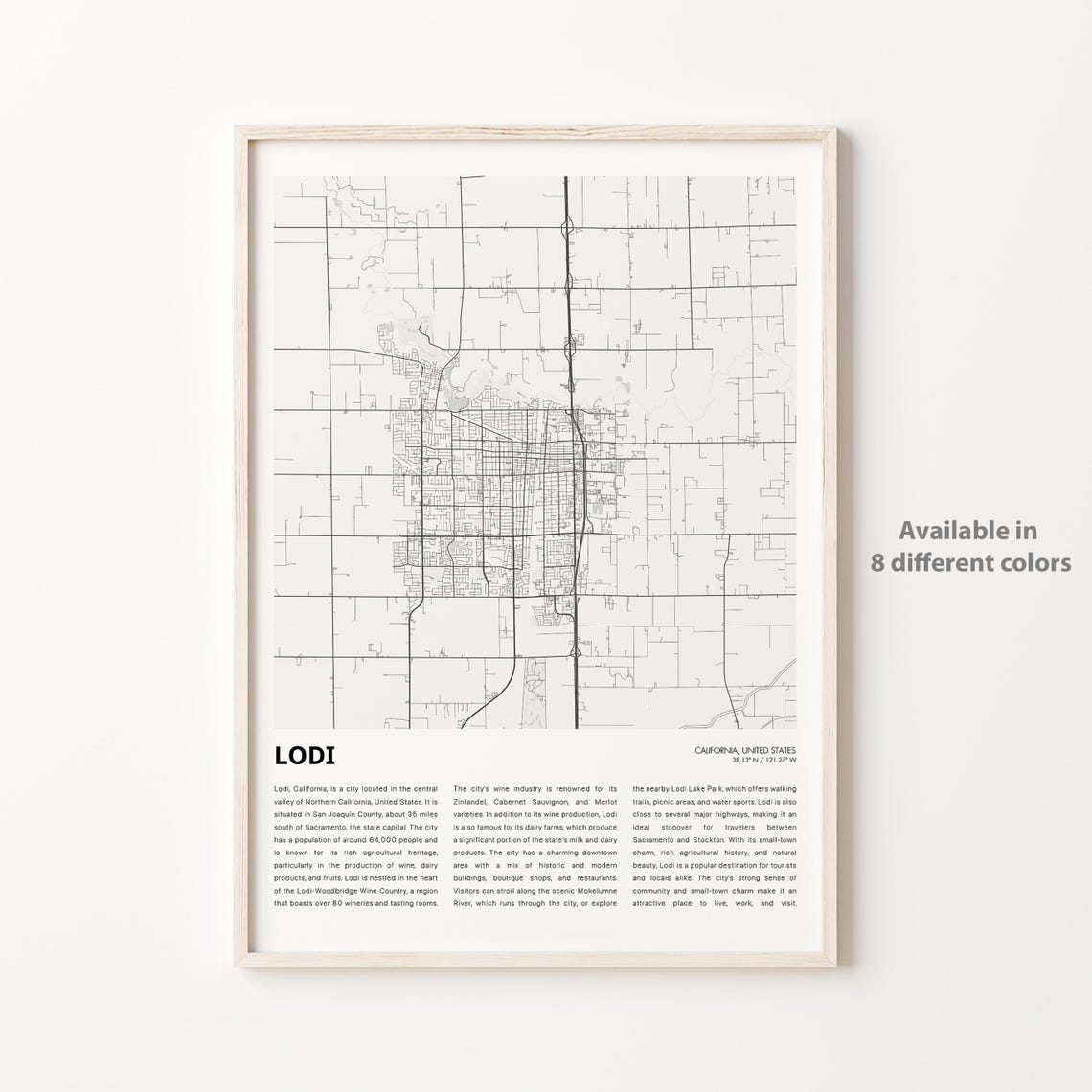 Lodi Map Print Travel Wall Decor Art Housewarming Gift