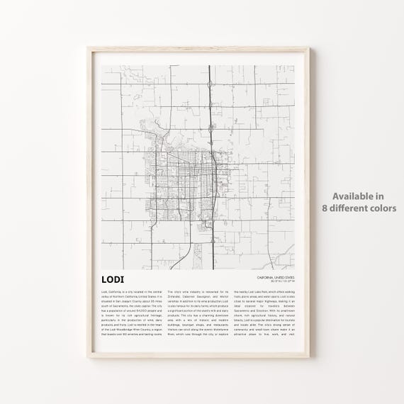 Lodi Map Print Travel Wall Decor Art Housewarming Gift