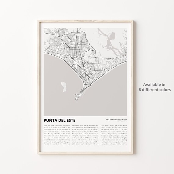 Punta del Este Uruguay Map Coastal South America Travel Wall Poster