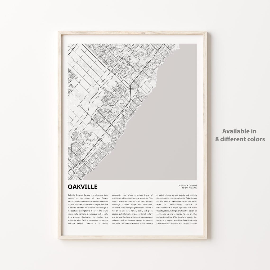 Oakville Ontario Canada Detailed Minimalist City Street Map Poster