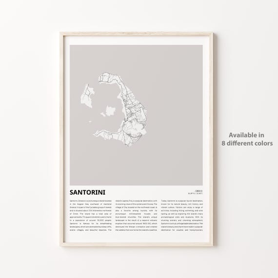 Santorini Greece Minimalist Aegean Island Caldera Map Poster