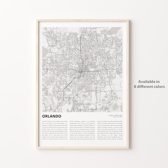 Orlando Florida USA Theme Park Minimalist City Map Art Poster