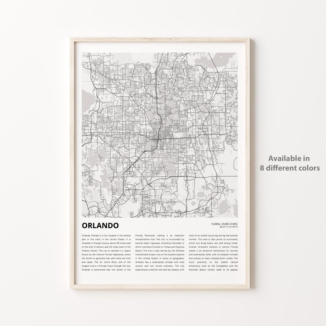 Orlando Florida USA Theme Park Minimalist City Map Art Poster