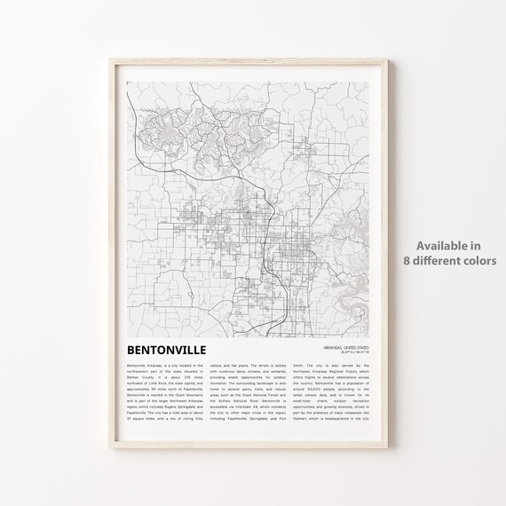 Bentonville Arkansas Minimalist City Street Map Travel Poster