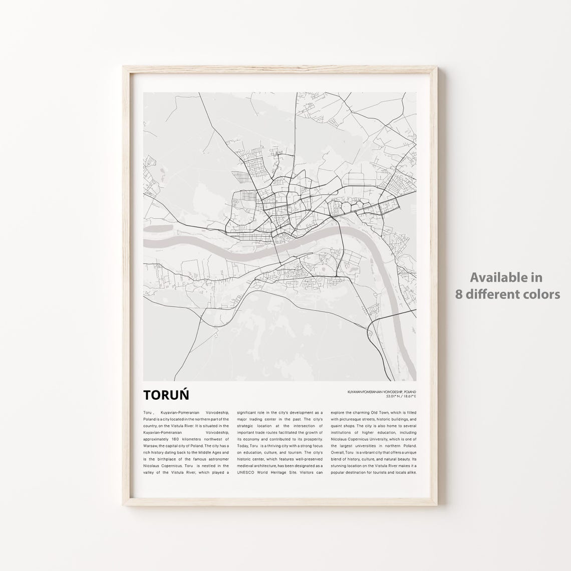 Torun Poland Minimalist City Map Travel Guide Art Poster Gift