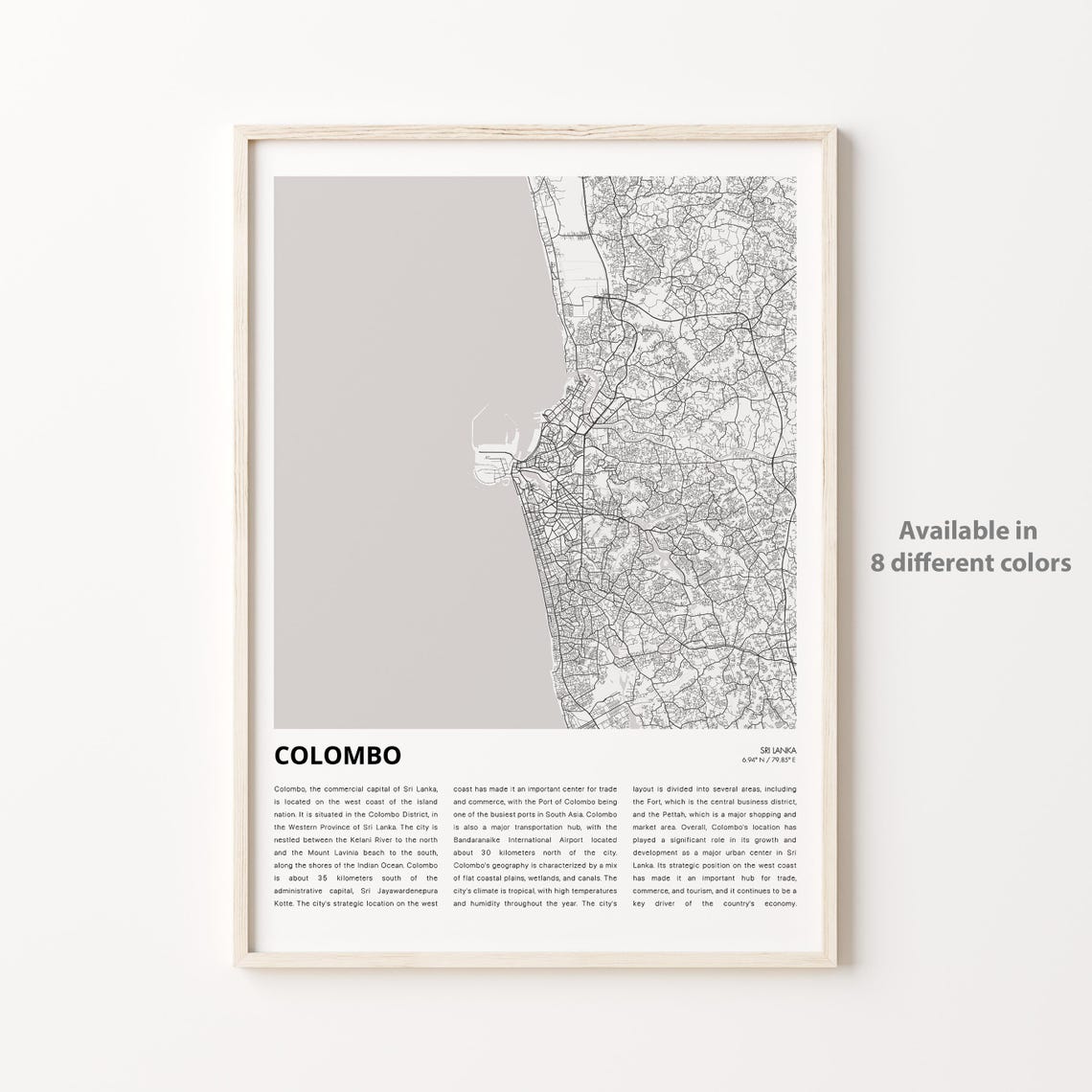 Colombo Map Print Travel Wall Decor Art Housewarming Gift