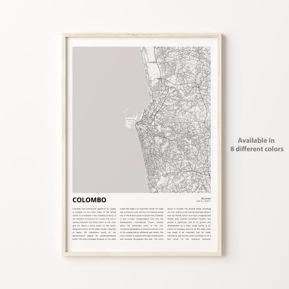 Colombo Map Print Travel Wall Decor Art Housewarming Gift