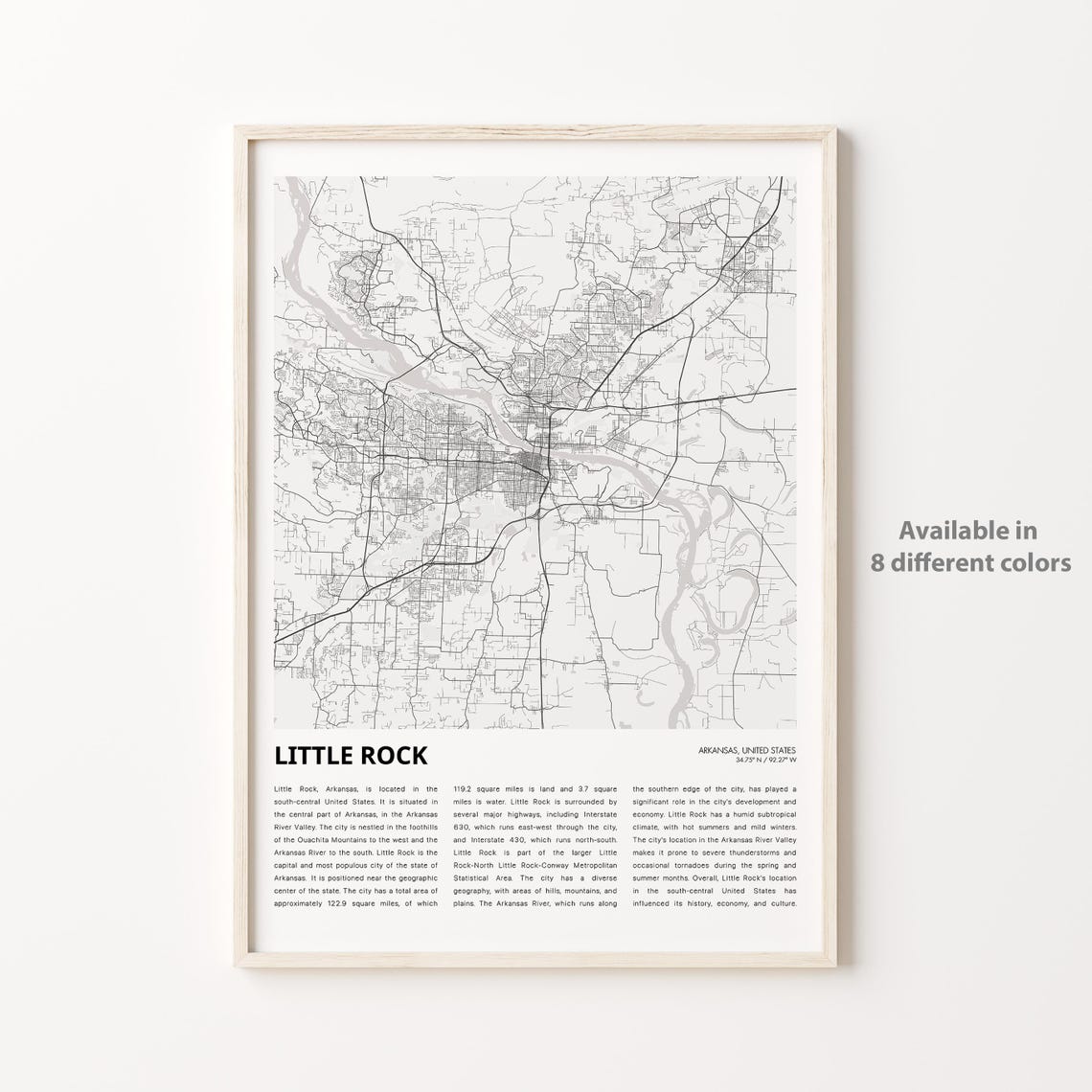 Little Rock Map Print Travel Wall Decor Art Arkansas Housewarming Gift