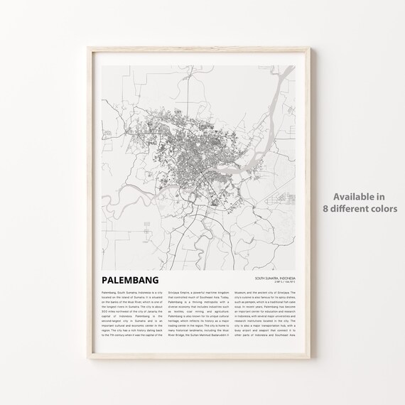Palembang Indonesia City Map Minimalist South Sumatra Wall Poster