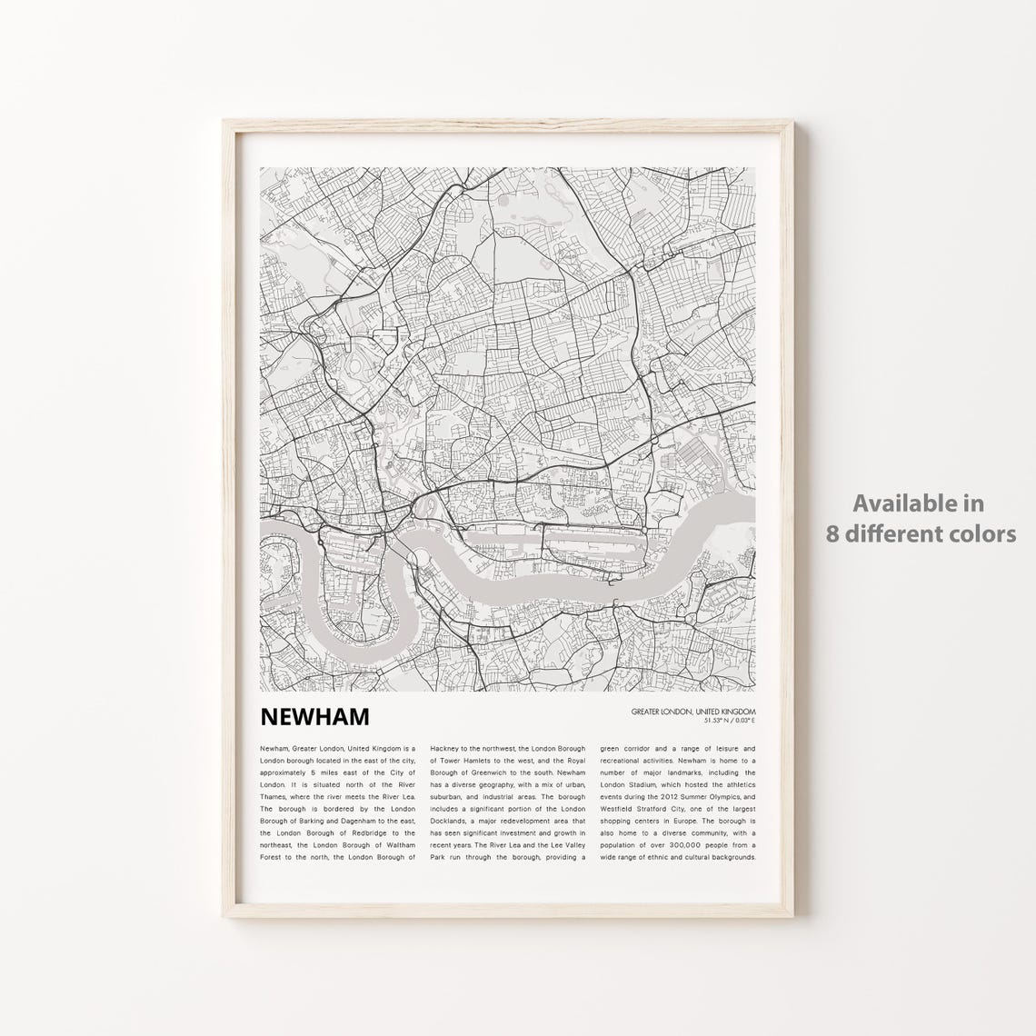 Newham Greater London Minimalist Monochrome City Map Travel Poster