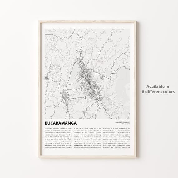 Bucaramanga Map Print Travel Wall Decor Art Santander Housewarming Gift