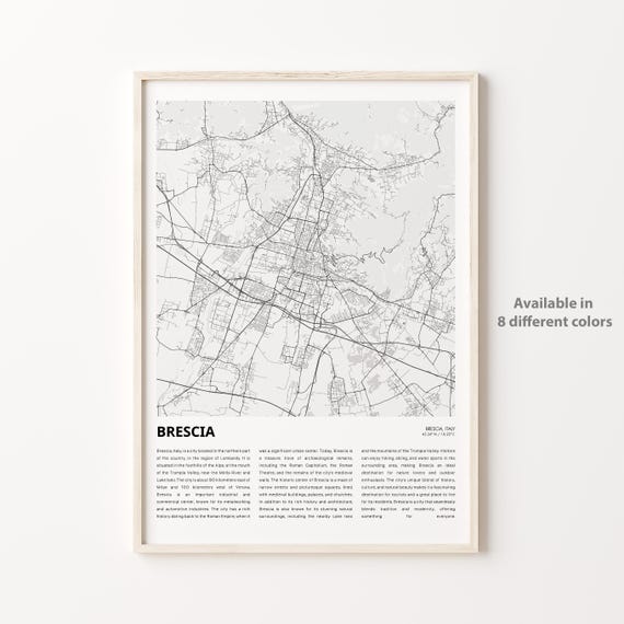 Brescia Map Print Travel Wall Decor Art Housewarming Gift