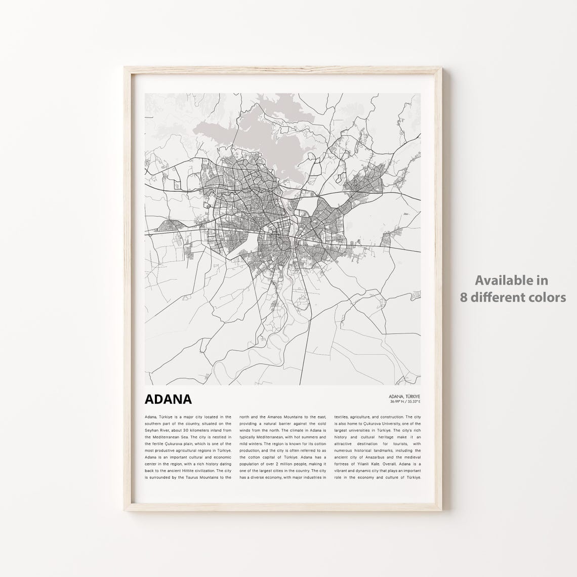 Adana Map Print Travel Wall Decor Art Housewarming Gift Poster