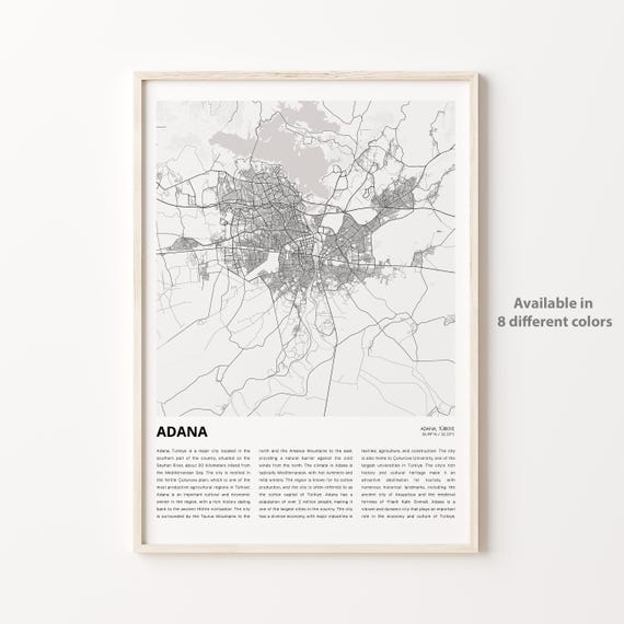 Adana Map Print Travel Wall Decor Art Housewarming Gift Poster