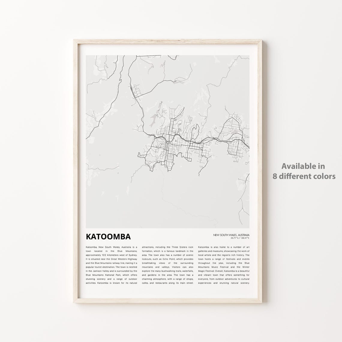 Katoomba Map Print Travel Wall Decor Art New South Wales Housewarming Gift