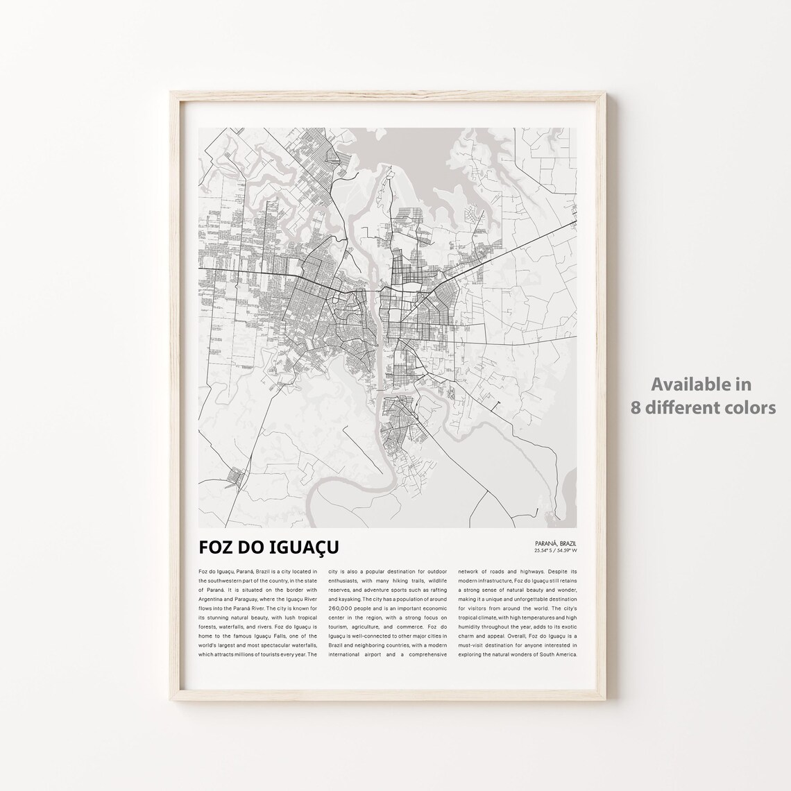 Foz do Iguacu Parana Brazil Minimalist City Map Travel Wall Art