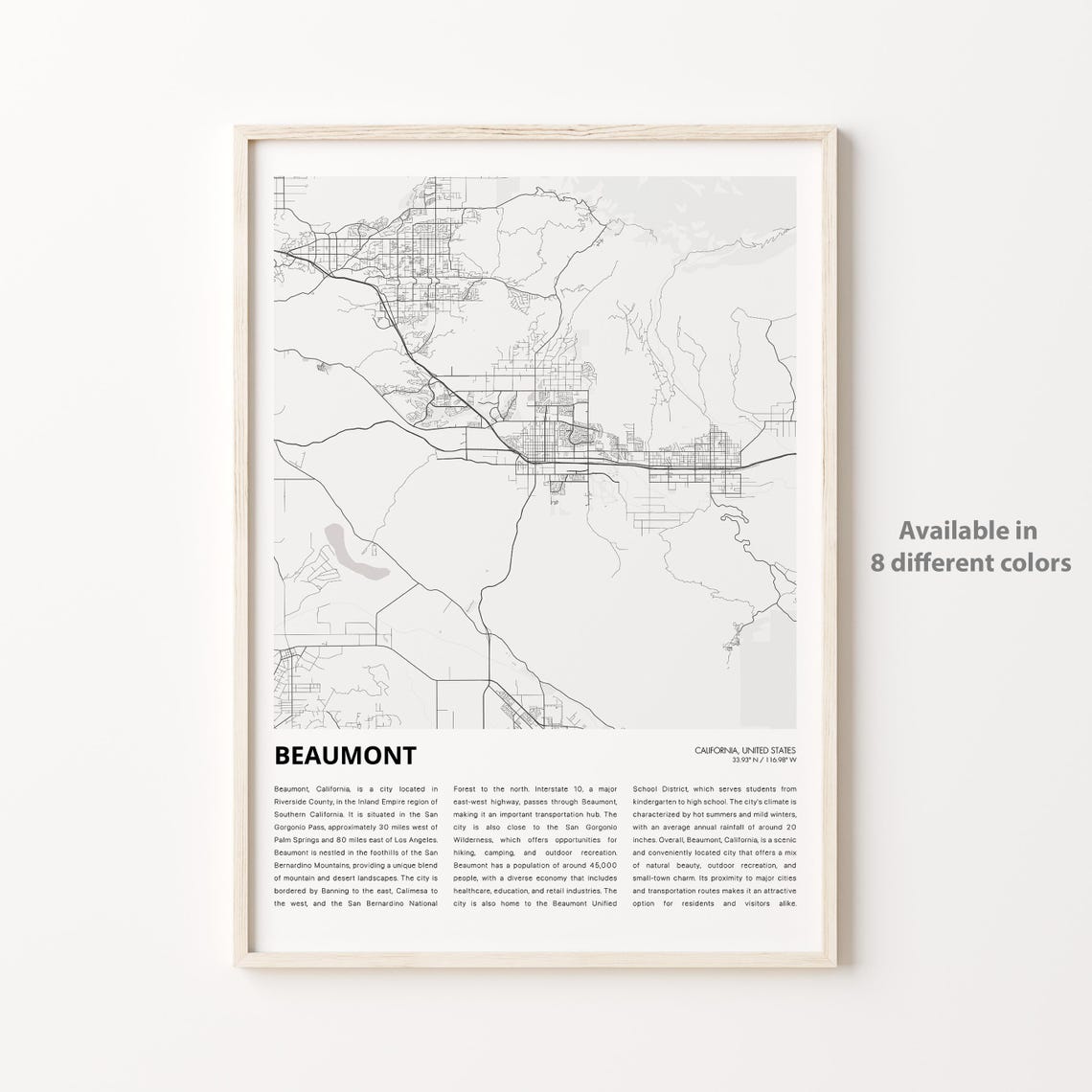 Beaumont Map Print Travel Wall Decor Art Housewarming Gift Personalized Poster