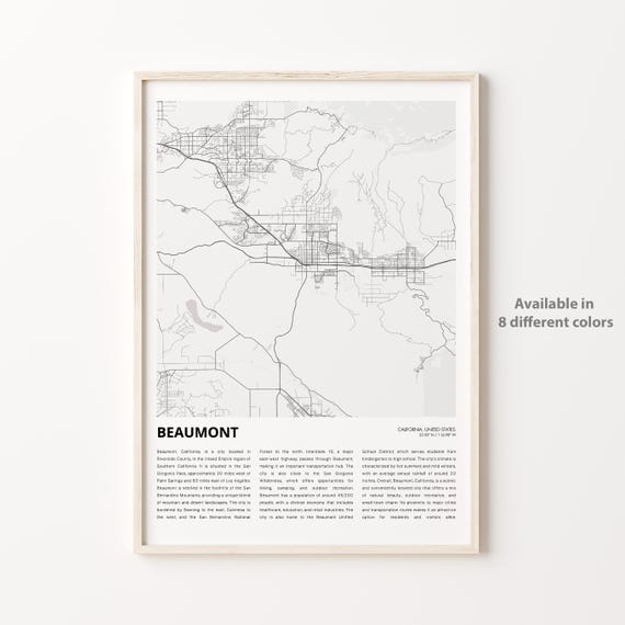 Beaumont Map Print Travel Wall Decor Art Housewarming Gift Personalized Poster