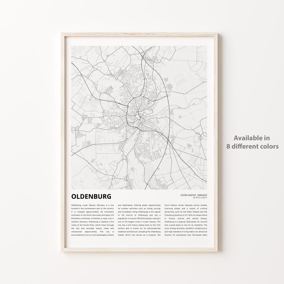 Oldenburg Germany Minimalist Black and White City Street Map Poster