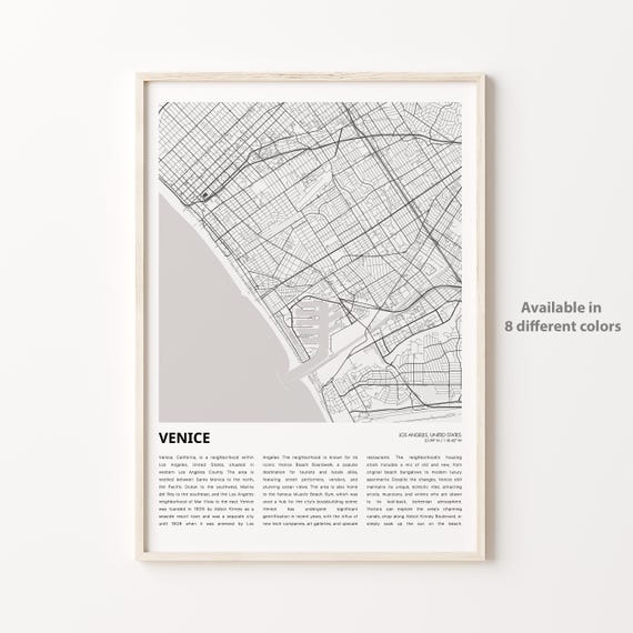 Venice Los Angeles California Minimalist City Street Map Art Print