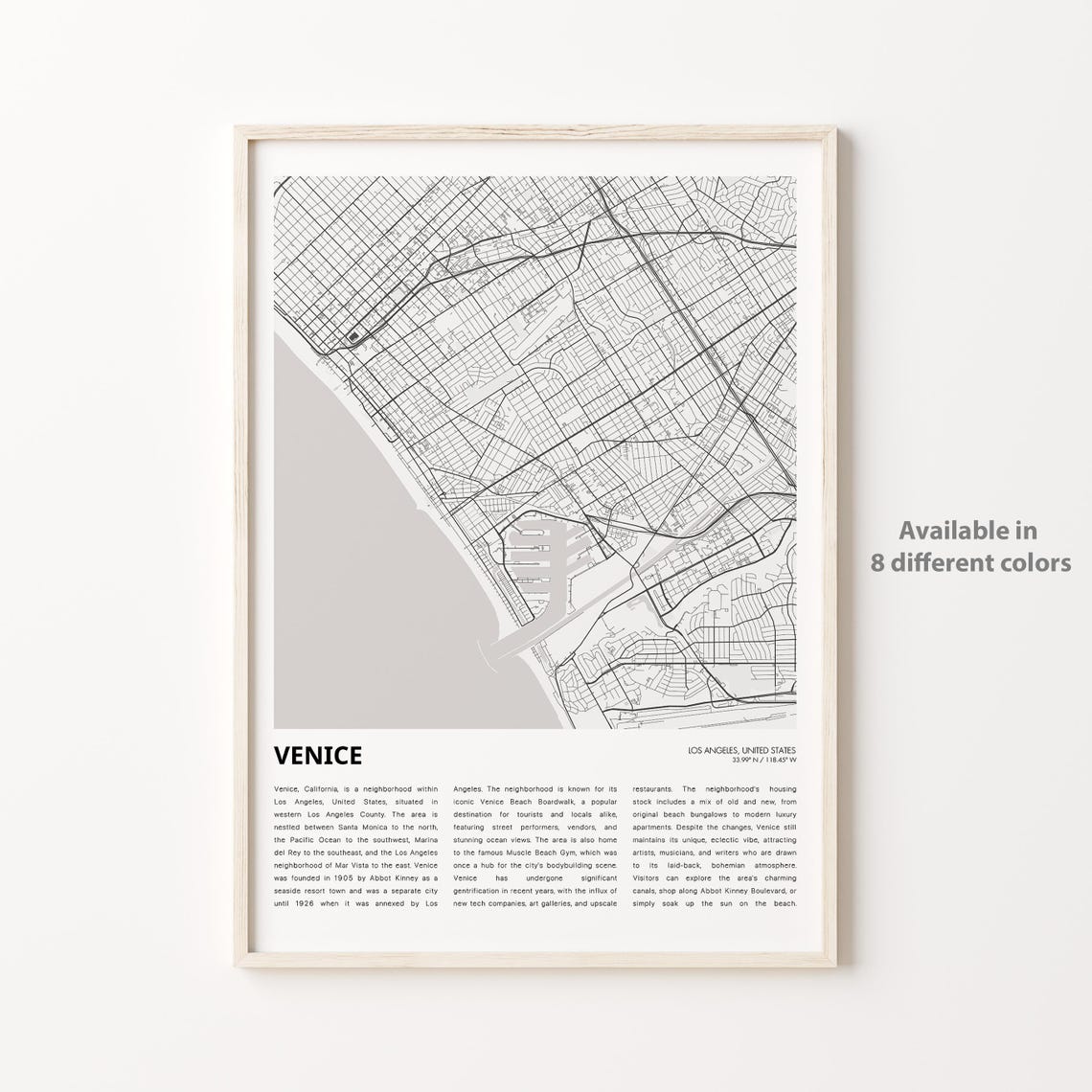 Venice Los Angeles California Minimalist City Street Map Art Print