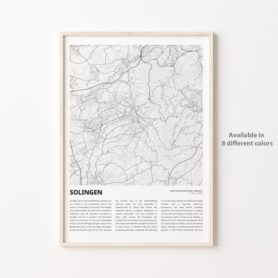 Solingen Germany Minimalist City Street Map Decor Travel Poster