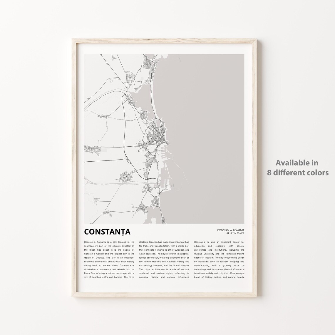 Historic Constanta Romania Black Sea City Street Map Wall Poster