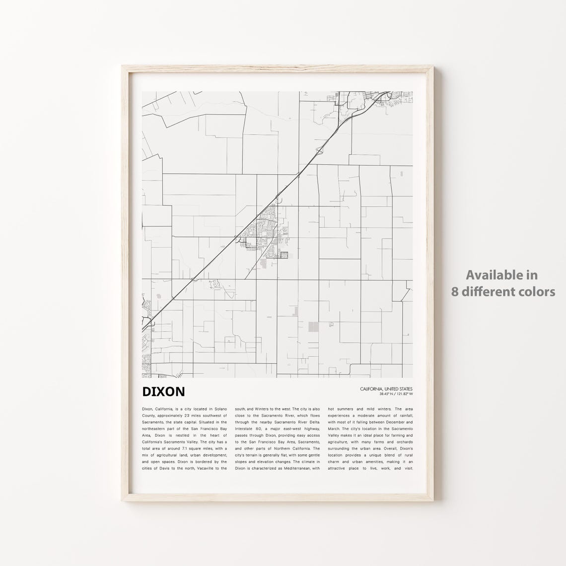 Dixon Map Print Travel Wall Decor Art Housewarming Gift