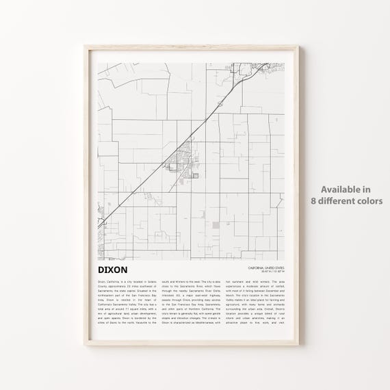 Dixon Map Print Travel Wall Decor Art Housewarming Gift