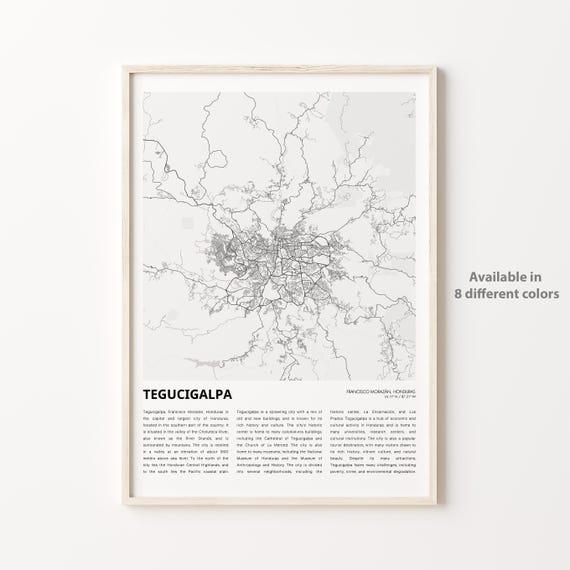 Tegucigalpa Honduras City Map Minimalist Travel Decor Poster