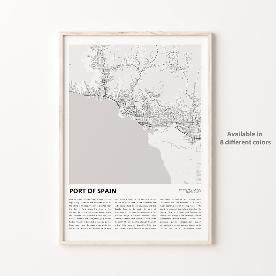 Port of Spain Trinidad and Tobago Capital City Map Travel Poster