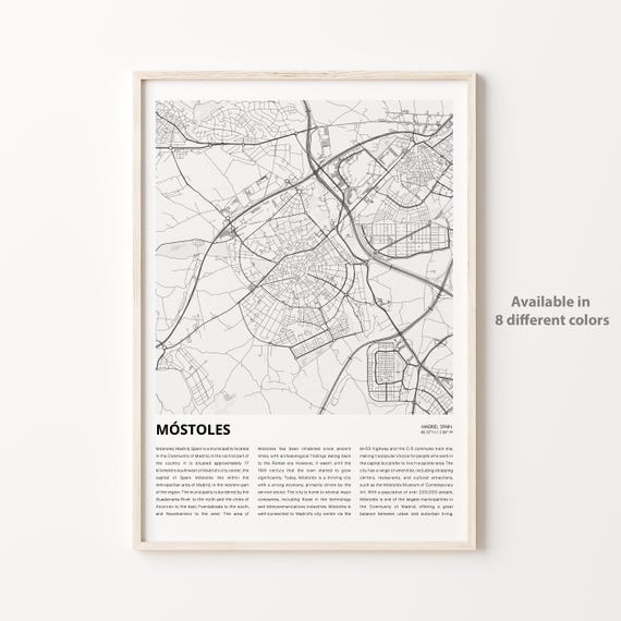 Mstoles Map Print Travel Wall Decor Art Madrid Housewarming Gift