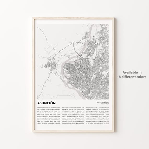 Asuncin Map Print Travel Wall Decor Art Housewarming Gift Personalized Poster