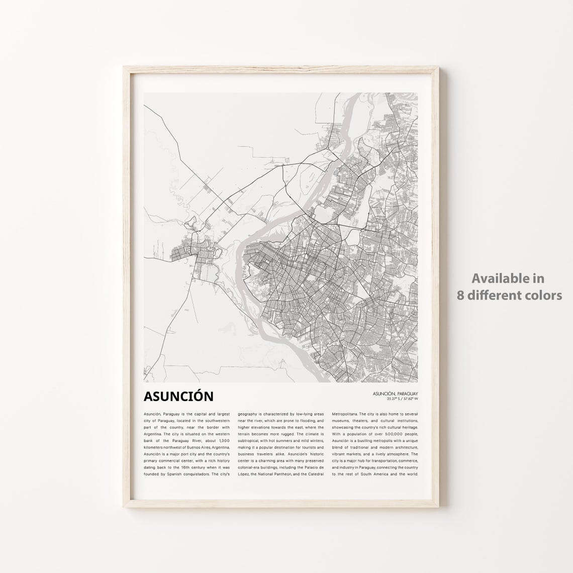 Asuncion Paraguay Minimalist City Map Line Art Travel Keepsake Poster