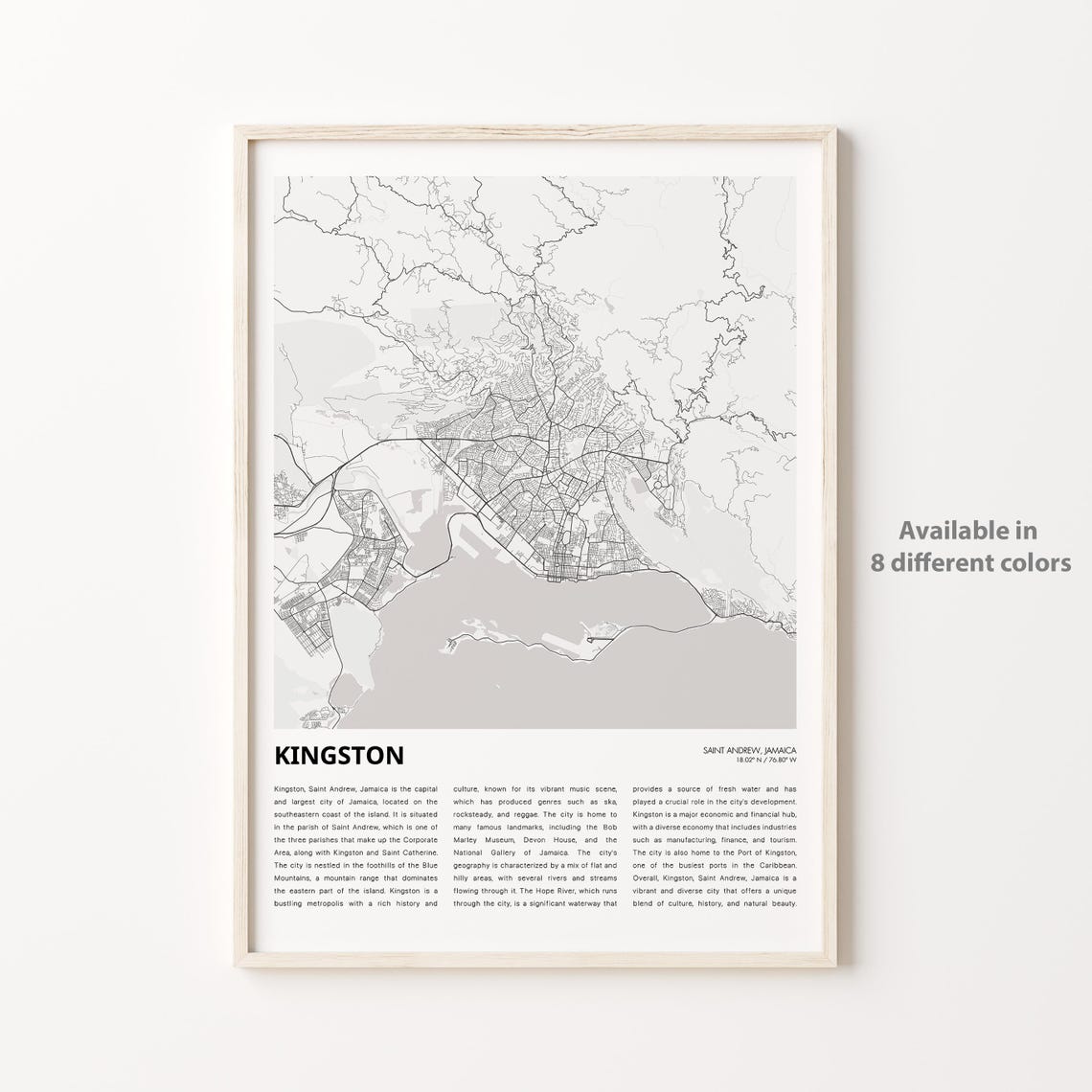 Kingston Jamaica Saint Andrew City Street Map Minimalist Travel Poster